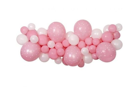 BALÓNKOVÁ GIRLANDA - SADA BABY RŮŽOVOBÍLÁ 300 CM - 65 KS - BABY SHOWER