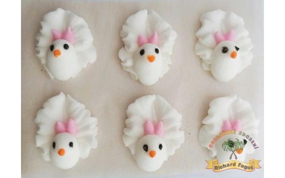 CUKROVÉ DEKORÁCIE HOLUBIČKY S RUŽOVOU MAŠĽOU