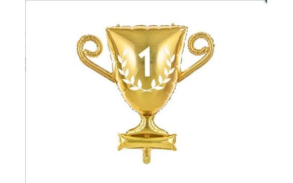 ZLATÝ FOLIOVÝ BALÓNEK VÍTĚZNÝ POHÁR - 64 CM