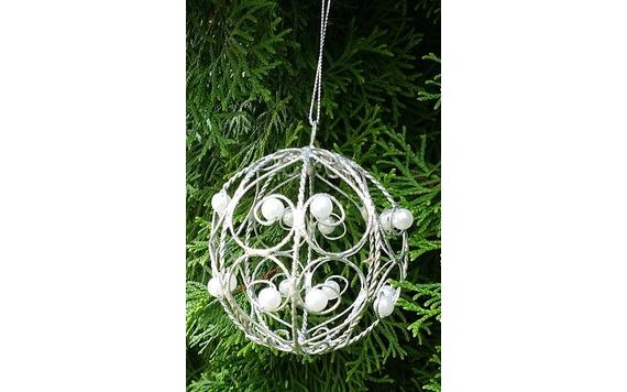 Karácsonyfa dísz - karácsonyi lombik gyöngyökkel - huzal dekoráció - labdák  - Karácsonyfa dekoráció - Karácsony, Témák - Cukrász világ