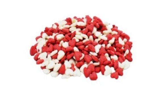 CUKROVÝ POSYP – BIELE A ČERVENÉ SRDIEČKA 1 KG