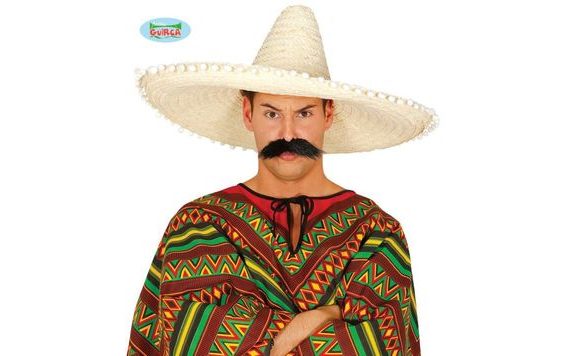 SLÁMĚNÝ KLOBOUK S BAMBULKAMI - MEXIKO 60 CM
