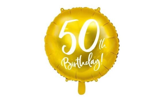 GOLD FOIL BALLOON FOR 50TH BIRTHDAY, 45 CM