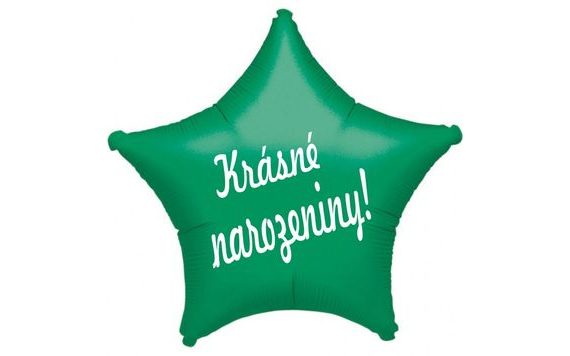 BALÓNEK FÓLIOVÝ ZELENÁ HVĚZDA KRÁSNE NARODENINY!