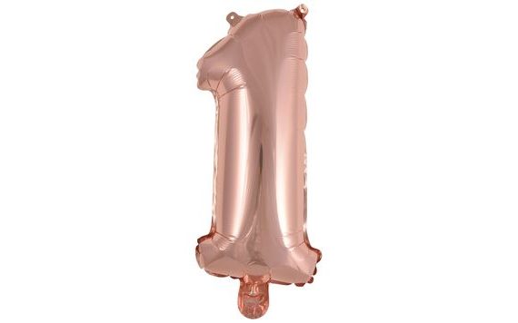 BALÓNEK FOLIOVÝ NAROZENINY ČÍSLO 1 RŮŽOVO-ZLATÉ 35CM AMSCAN