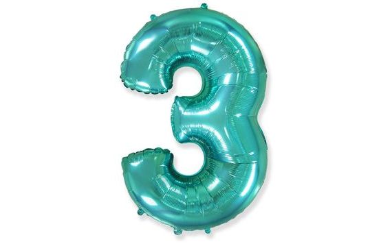 TURQUOISE FOIL NUMBER BALLOON (TIFFANY) 115 CM - 3