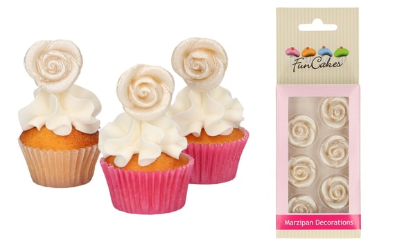 MARZIPAN DECORATIONS ROSES SILVER SET/6