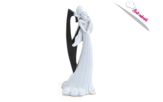 WEDDING CAKE TOPPERS - BLACK&WHITE ABSTRACT COUPLE 14 CM