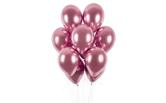 KRÓM BALLONOK 50 DB RÓZSASZÍN FÉNYES - ÁTMÉRŐ 33 CM