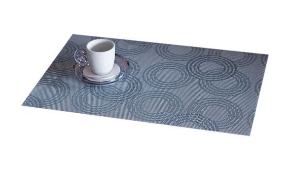 PLASTIC PLACEMAT- GRAY BLUE WITH CIRCLES DK5005