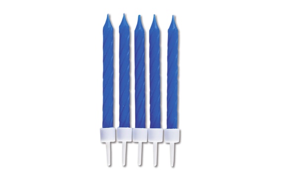 CANDLES BLUE 10 PC INCL. HOLDERS