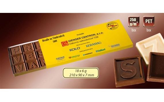 PROMOTIONAL CHOCOLATE MESSAGE 21X6G WITH YOUR DESIGN/LOGO – FROM 100 PCS