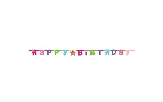 HAPPY BIRTHDAY GARLAND 180 CM PINK