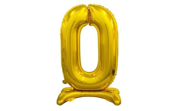 GOLD FOIL NUMBER BALLOON ON STAND, 74 CM - 0