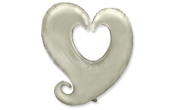 FOIL BALLOON HEART - SILVER 90 CM