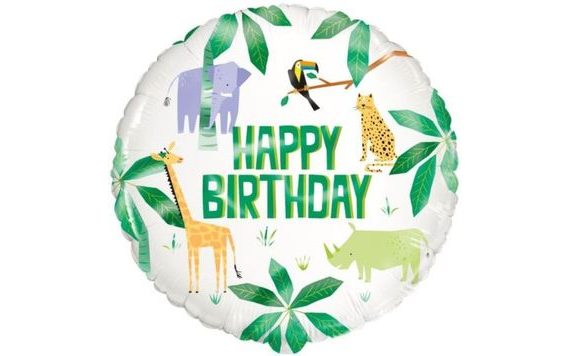 FÓLIOVÝ BALÓN SAFARI - ŠŤASTNÉ NARODENINY - 45CM