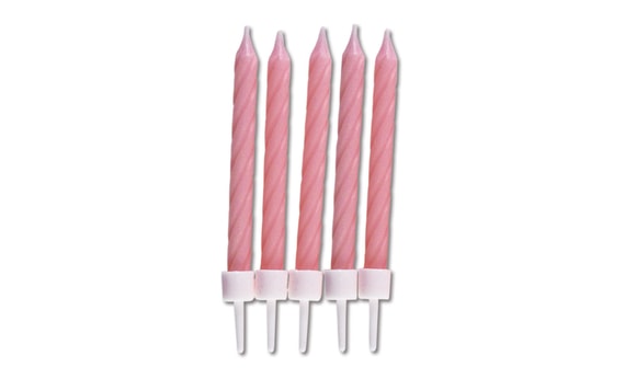 CANDLES PINK 10 PC. INCLUDING HOLDERS