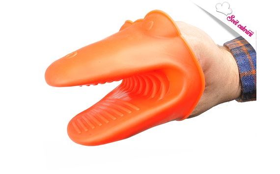 SILICONE OVEN GLOVE MITT HIPPO ORANGE