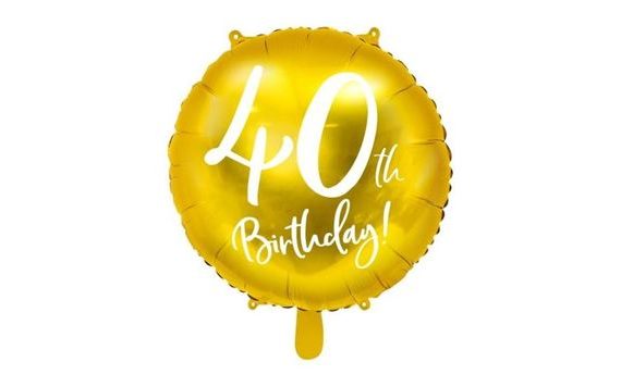 GOLDEN FOIL BALLOON FOR 40TH BIRTHDAY, 45 CM