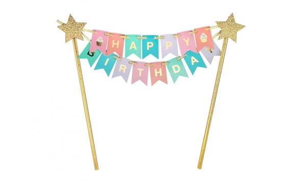 CAKE TOPPER HAPPY BIRTHDAY FLAGS