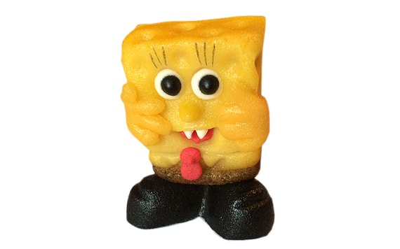 YELLOW SPONGE FIGURE IN TROUSERS - CAKE TOPPER MARZIPAN FIGURE