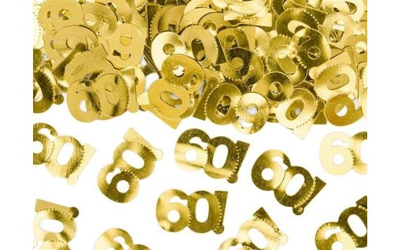 METALICKÉ KONFETY ČÍSLO 60 - ZLATÉ - 15 G