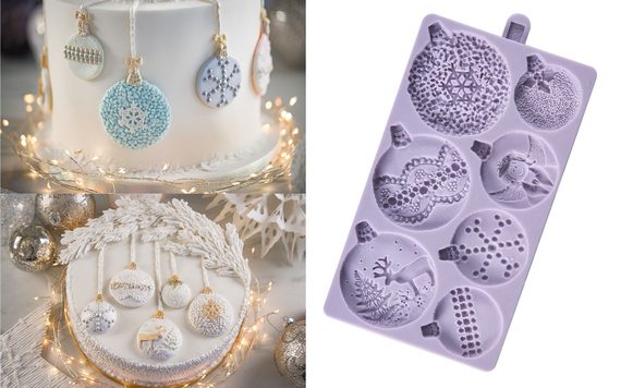 KAREN DAVIES SILICONEN MOULD - CHRISTMAS BAUBLES