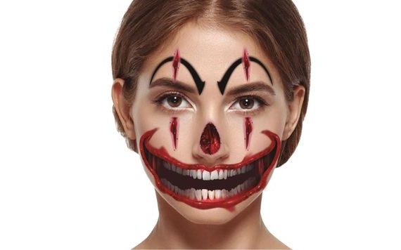 DOČASNÉ TETOVÁNÍ NA OBLIČEJ KLAUN - HOROR - HALLOWEEN - 6 KS