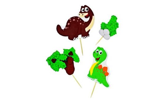 DINO – SET OF SUGAR TOPPERS, 2D (FLAT)