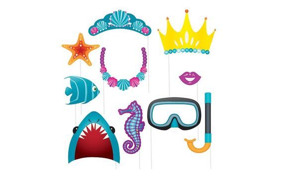 PHOTO ACCESSORIES FOR PHOTO CORNER - SEA AND PRINCESSES - 10 PCS