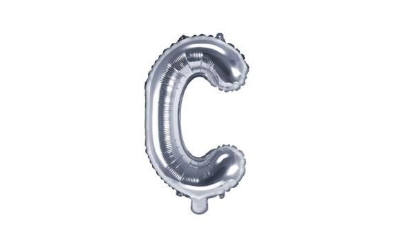 BALLOON FOIL LETTER "C", 35 CM, SILVER (NELZE PLNIT HELIEM)