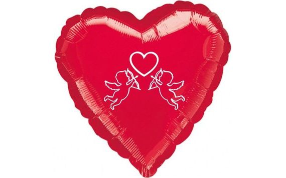 SRDIEČKO ČERVENÝ BALÓN S ANJELIKOM