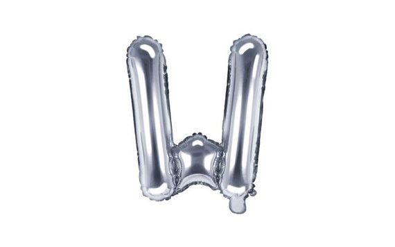 BALLOON FOIL LETTER "W", 35 CM, SILVER (NELZE PLNIT HELIEM)