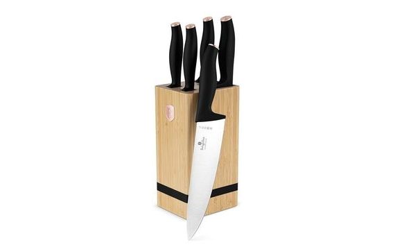 6-PIECE KNIFE SET WITH BAMBOO STAND - BLACK ROSE COLLECTION