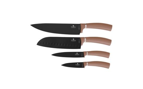 4-PIECE ROSEGOLD METALLIC LINE NON-STICK KNIFE SET