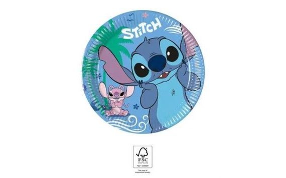 PAPÍROVÉ TALÍŘE STITCH A ANGEL - 19 CM - 8 KS