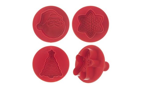 CHRISTMAS COOKIE CUTTER SET WITH PLUNGER - 4 PCS
