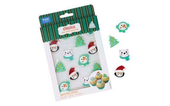 EDIBLE CHRISTMAS SUGAR DECORATIONS - NORTH POLE EXPRESS (PACK OF 12)