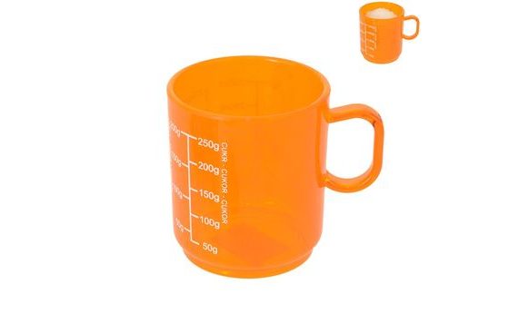 ORION PLASTIC MEASURING CUP WITH PRINT 0.25L ORANGE