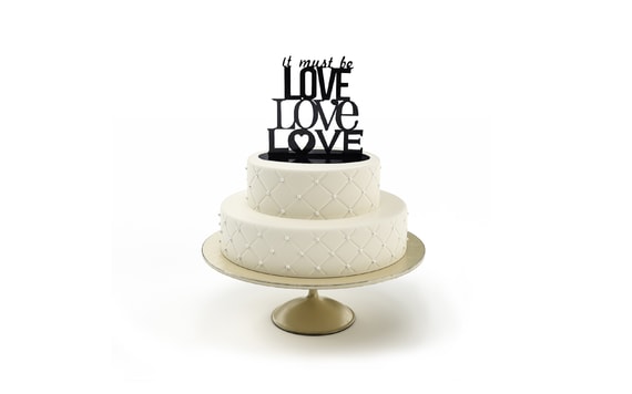 SILHOUETTE LETTERING IT MUST BE LOVE - WEDDING CAKE FIGURINES