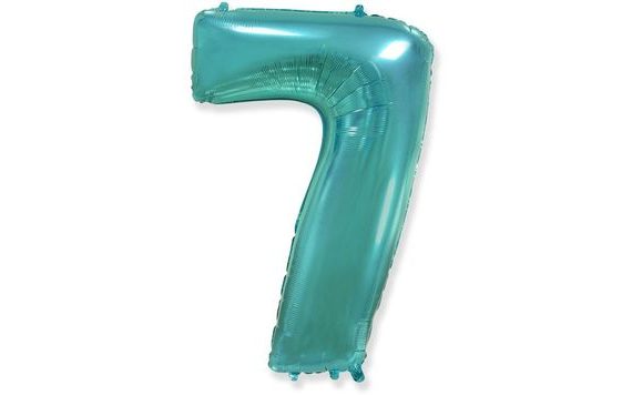 TURQUOISE FOIL NUMBER BALLOON (TIFFANY) 115 CM - 7