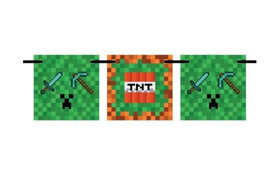 MINECRAFT ZÁSZLÓS GIRLAND - 300 CM