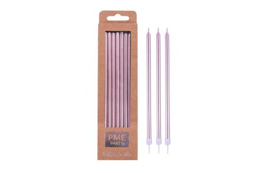 EXTRA-LONG PINK CANDLES 18CM - PACK OF 16