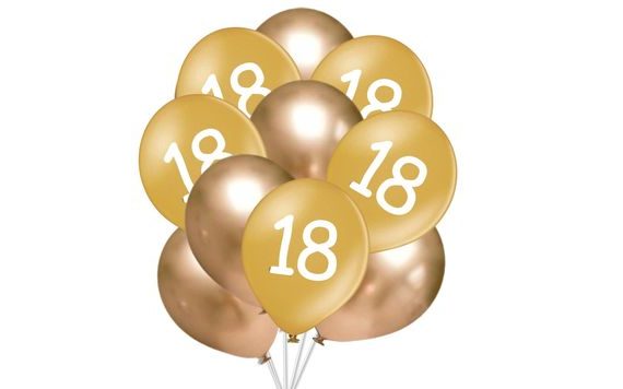 BALLOONS 18 BIRTHDAY GOLD 10 PCS 30 CM MIX