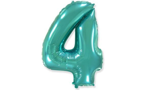 TURQUOISE FOIL BALLOON NUMBER 4 (TIFFANY) 115 CM