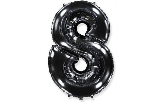 BLACK FOIL NUMBER BALLOON 102 CM - 8
