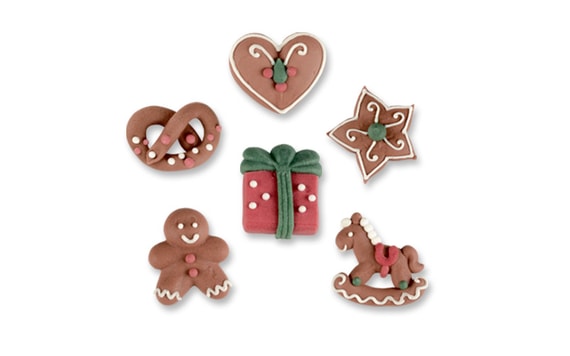 SUGAR DECORATION GINGERBREAD FIGURES, FLAT MIX 18 PCS