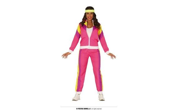 RETRO TRACKSUIT COSTUME - WOMEN'S 80S TRAINING SET - SIZE L (42-44)