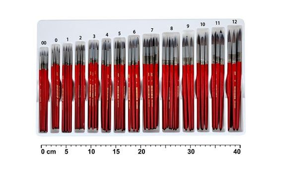 SET OF ROUND BRUSHES SIZE 00 TO 12 - 144 PCS