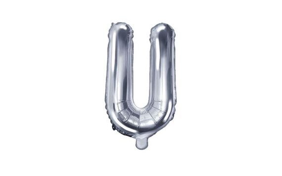 BALLOON FOIL LETTER "U", 35 CM, SILVER (NELZE PLNIT HELIEM)